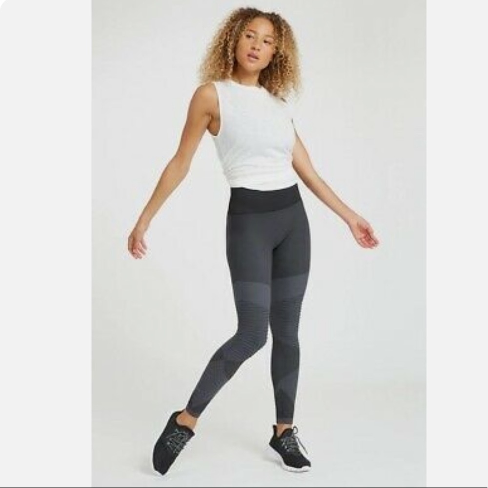 SPANX Grey Look at Me Now Seamless‎ Moto Leggings Size Medium